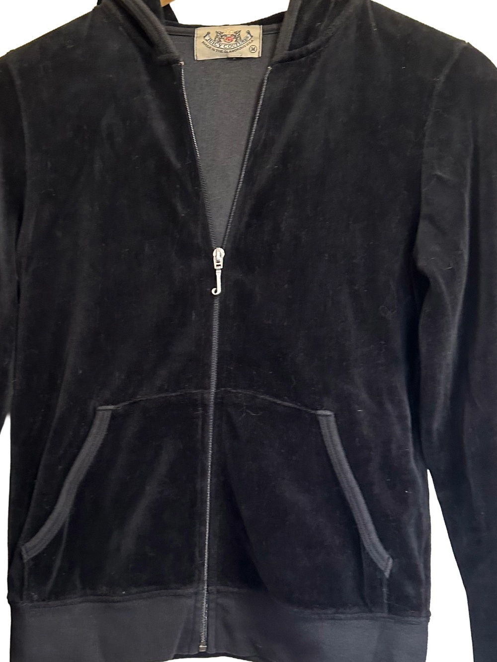 VTG Y2K Pristine Juicy Couture Velour Tracksuit Set Black M Beige Tag Mde in USA - Picture 3 of 7
